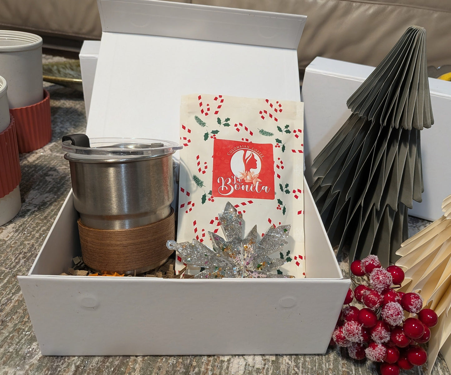 Coffee Bag + Cup + Hand Made Christmas Star